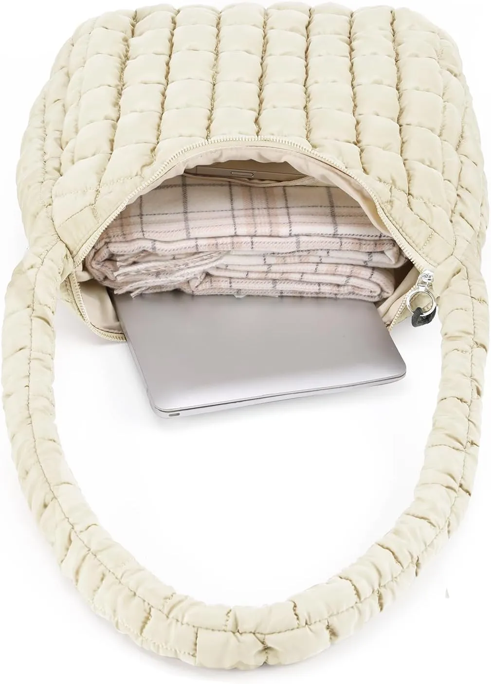 GOIACII Women Crossbody Shoulder Bag with Zipper, Nylon Quilted Puffer Hobo Bag for Women