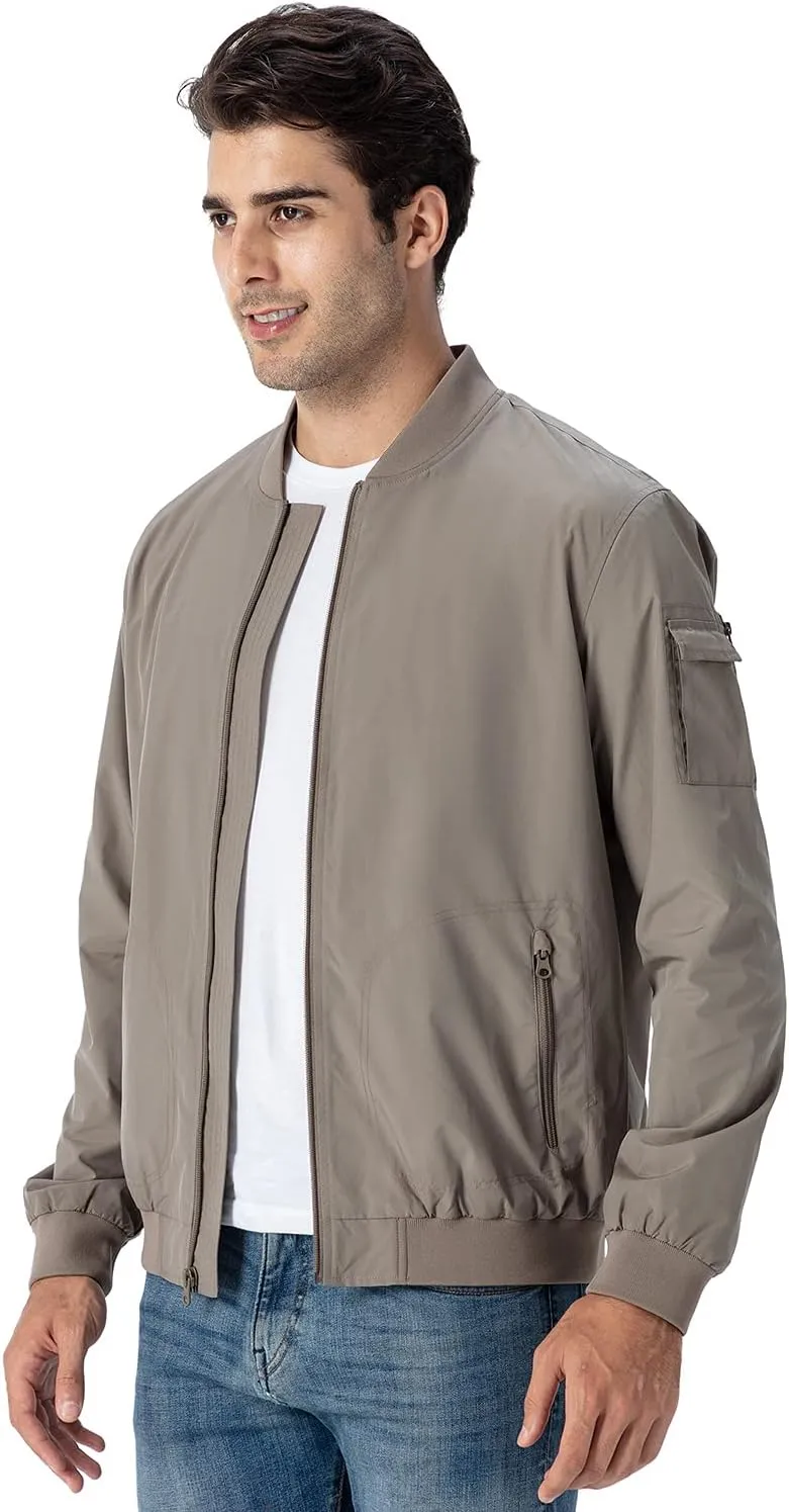 Gopune Men's Windproof Bomber Jacket Lightweight Windbreaker Outdoor Golf Fashion Coat