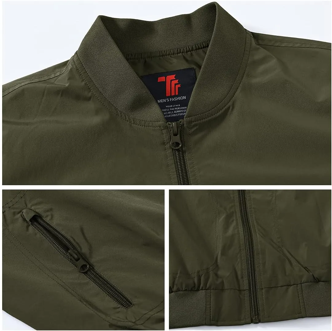 Gopune Men's Windproof Bomber Jacket Lightweight Windbreaker Outdoor Golf Fashion Coat