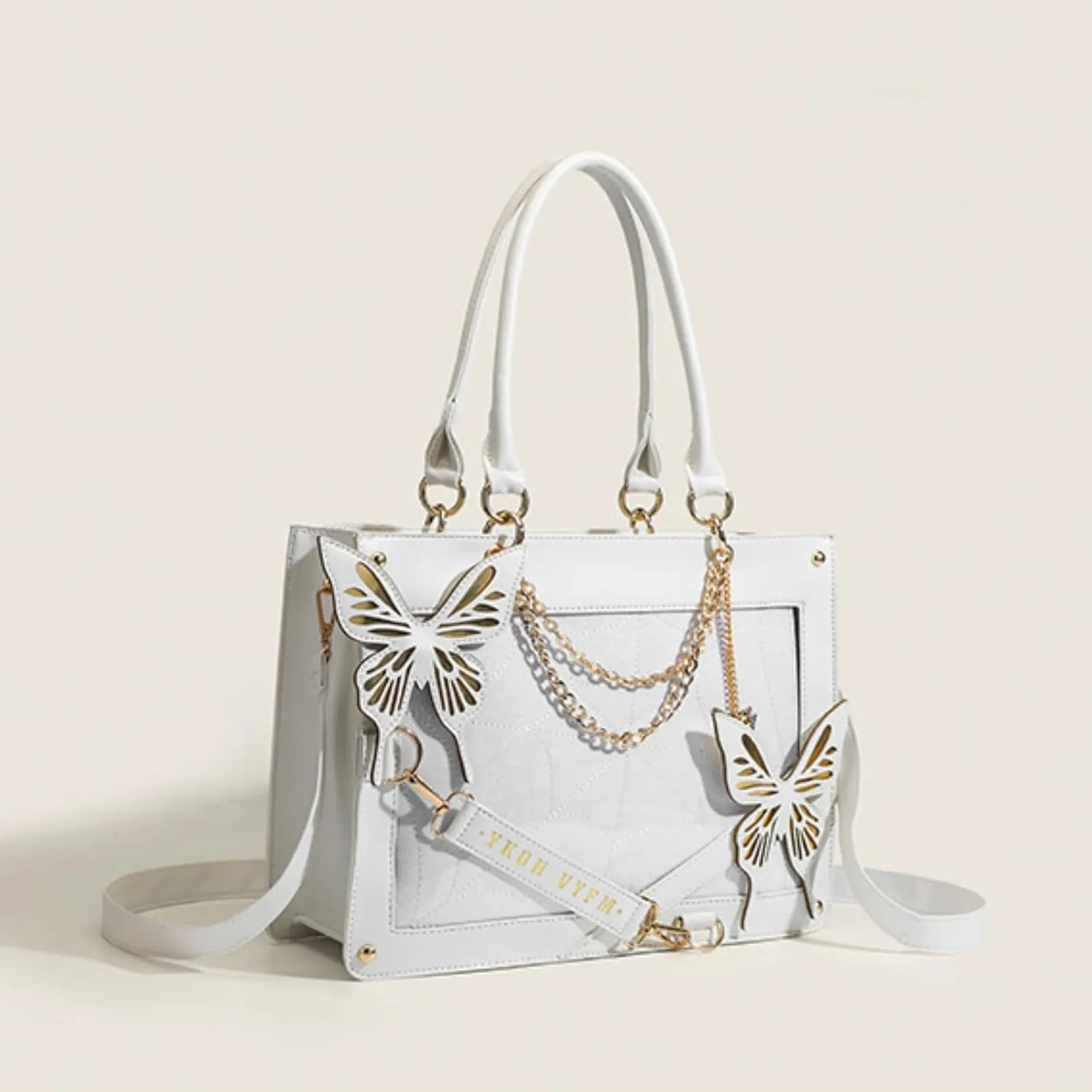 Goth Purse Y2K Crossbody Bag for Women Butterfly Gothic Spider Web Shoulder Tote Handbag Grunge Alt Emo Accessories (White)