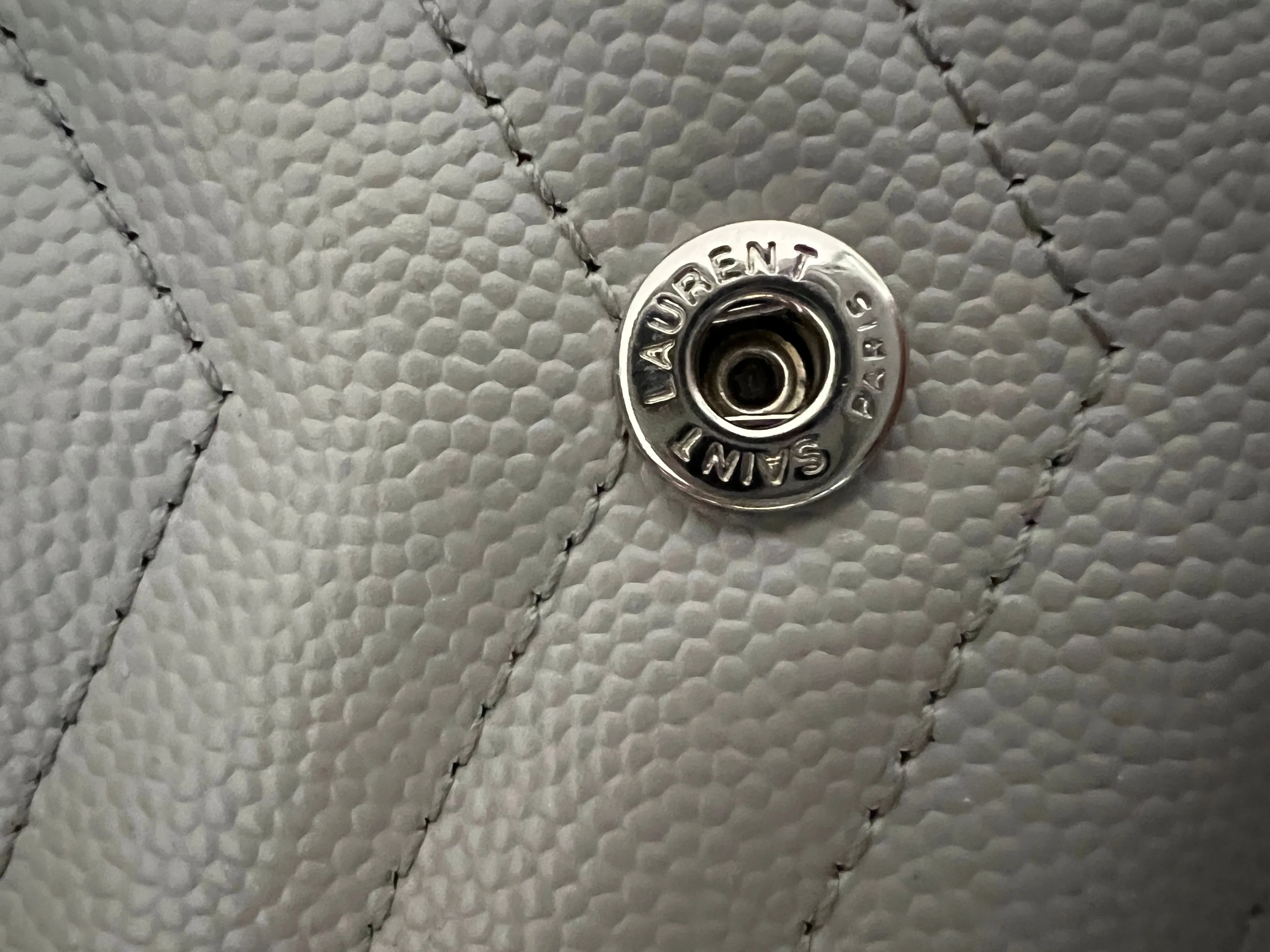 Grey YSL monogram wallet on chain