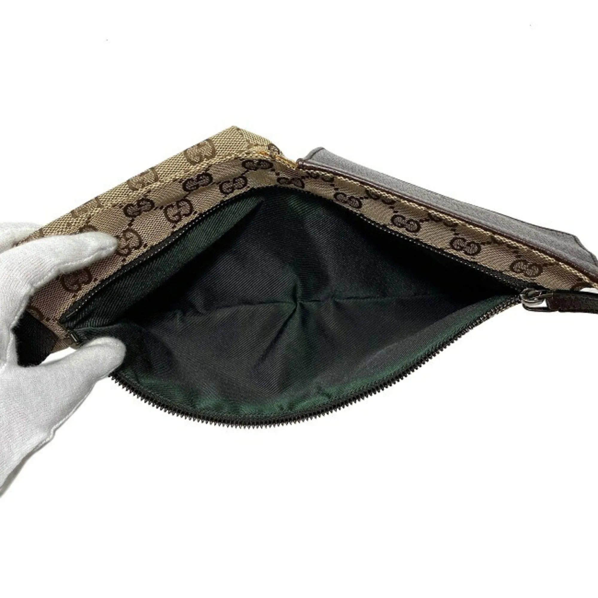 Gucci Body Bag Beige Brown GG Canvas 28566 002058 Waist Pouch Leather GUCCI Belt Velcro Women's Men's Unisex