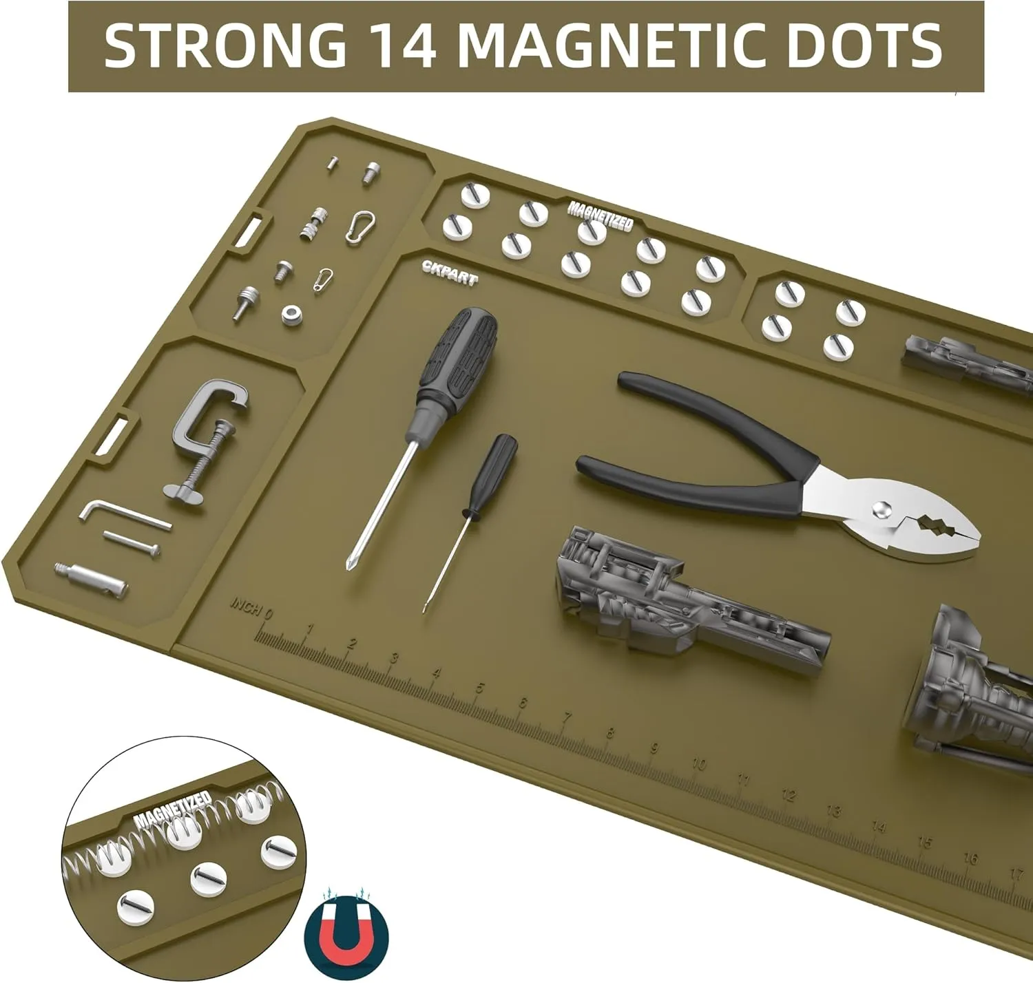 Gun Clean Mat Magnectic for All Guns Extra Large 48"x16" for Rifle Anti-Slip Rubberized Repair Mat for Gun Parts