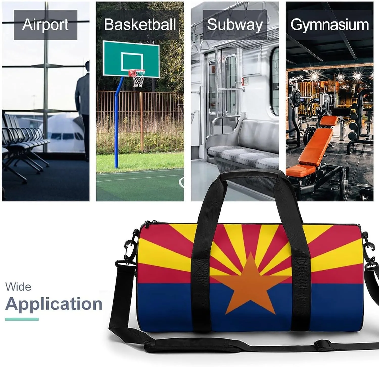 Gym Bag for Men Women Lightweight Sports Duffle Bag with Multiple Compartments Cylindrical Gym Bag for Fitness Travel And Outdoor Activities Ater Resistant Yoga Bag Training Bag Arizona Star