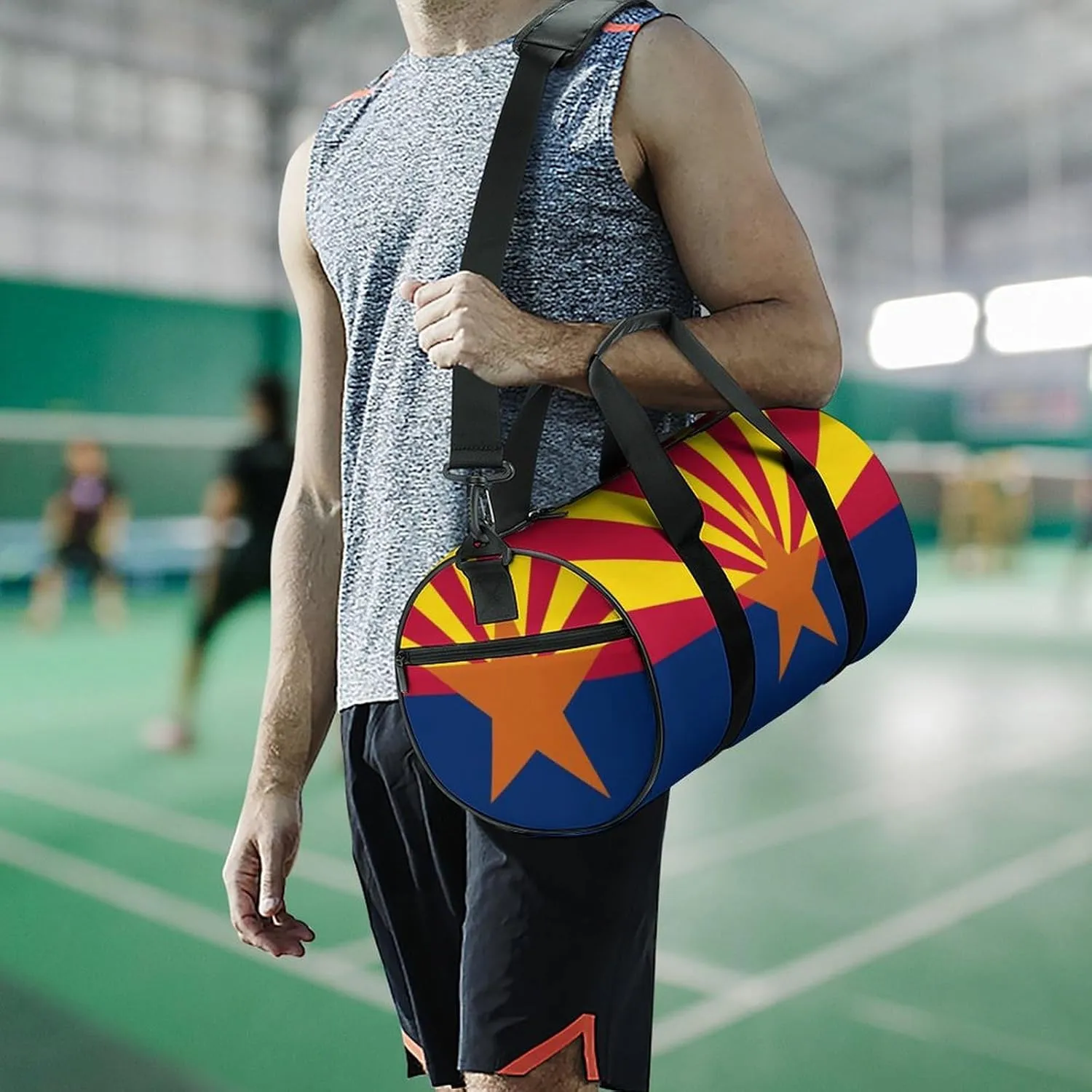 Gym Bag for Men Women Lightweight Sports Duffle Bag with Multiple Compartments Cylindrical Gym Bag for Fitness Travel And Outdoor Activities Ater Resistant Yoga Bag Training Bag Arizona Star