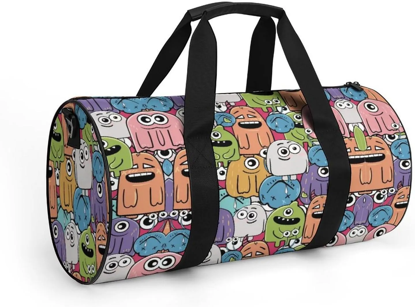 Gym Bag for Men Women Lightweight Sports Duffle Bag with Multiple Compartments Cylindrical Gym Bag for Fitness Travel And Outdoor Activities Ater Resistant Yoga Bag Training Bag Cartoon Crowd