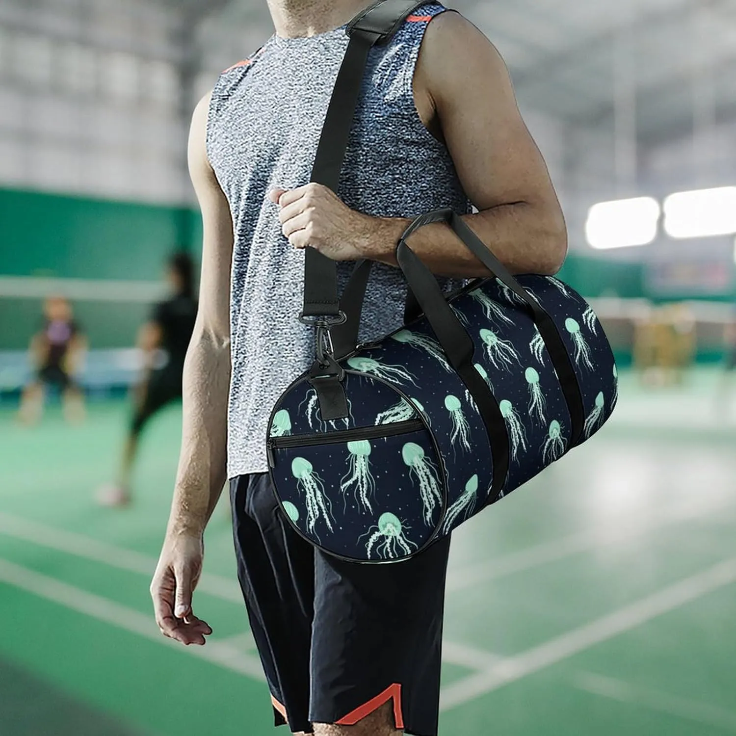 Gym Bag for Men Women Lightweight Sports Duffle Bag with Multiple Compartments Cylindrical Gym Bag for Fitness Travel And Outdoor Activities Ater Resistant Yoga Bag Training Bag Cosmic Drift