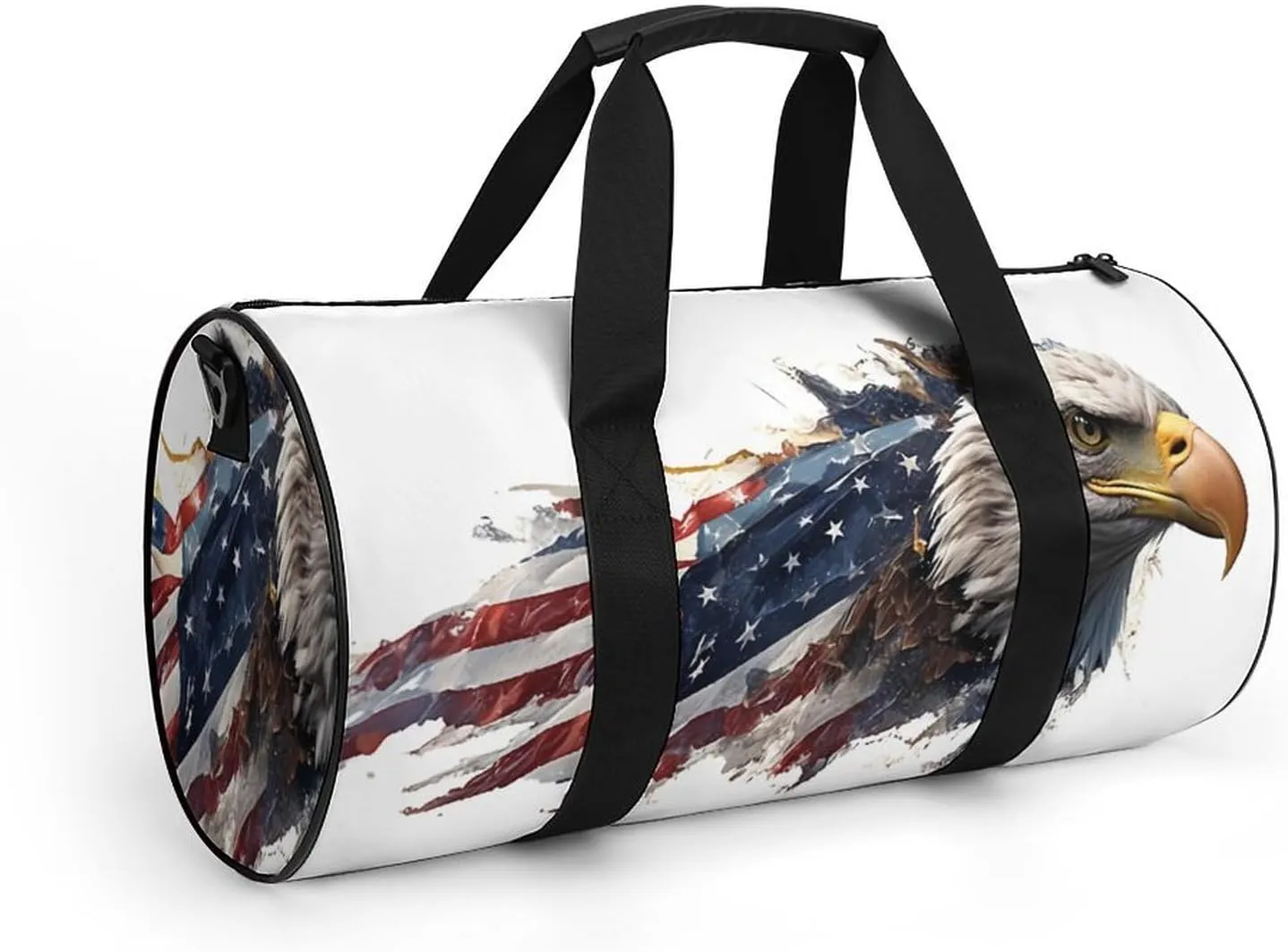 Gym Bag for Men Women Lightweight Sports Duffle Bag with Multiple Compartments Cylindrical Gym Bag for Fitness Travel And Outdoor Activities Ater Resistant Yoga Bag Training Bag Flag Eagle