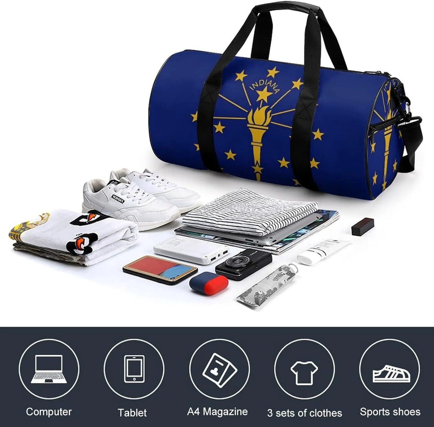 Gym Bag for Men Women Lightweight Sports Duffle Bag with Multiple Compartments Cylindrical Gym Bag for Fitness Travel And Outdoor Activities Ater Resistant Yoga Bag Training Bag Indiana Torch