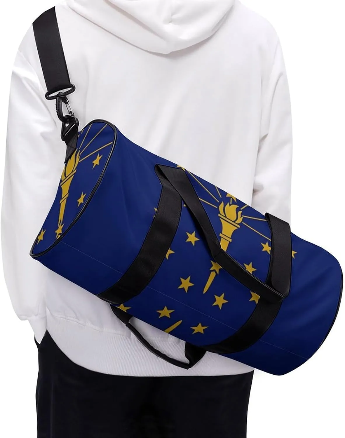 Gym Bag for Men Women Lightweight Sports Duffle Bag with Multiple Compartments Cylindrical Gym Bag for Fitness Travel And Outdoor Activities Ater Resistant Yoga Bag Training Bag Indiana Torch
