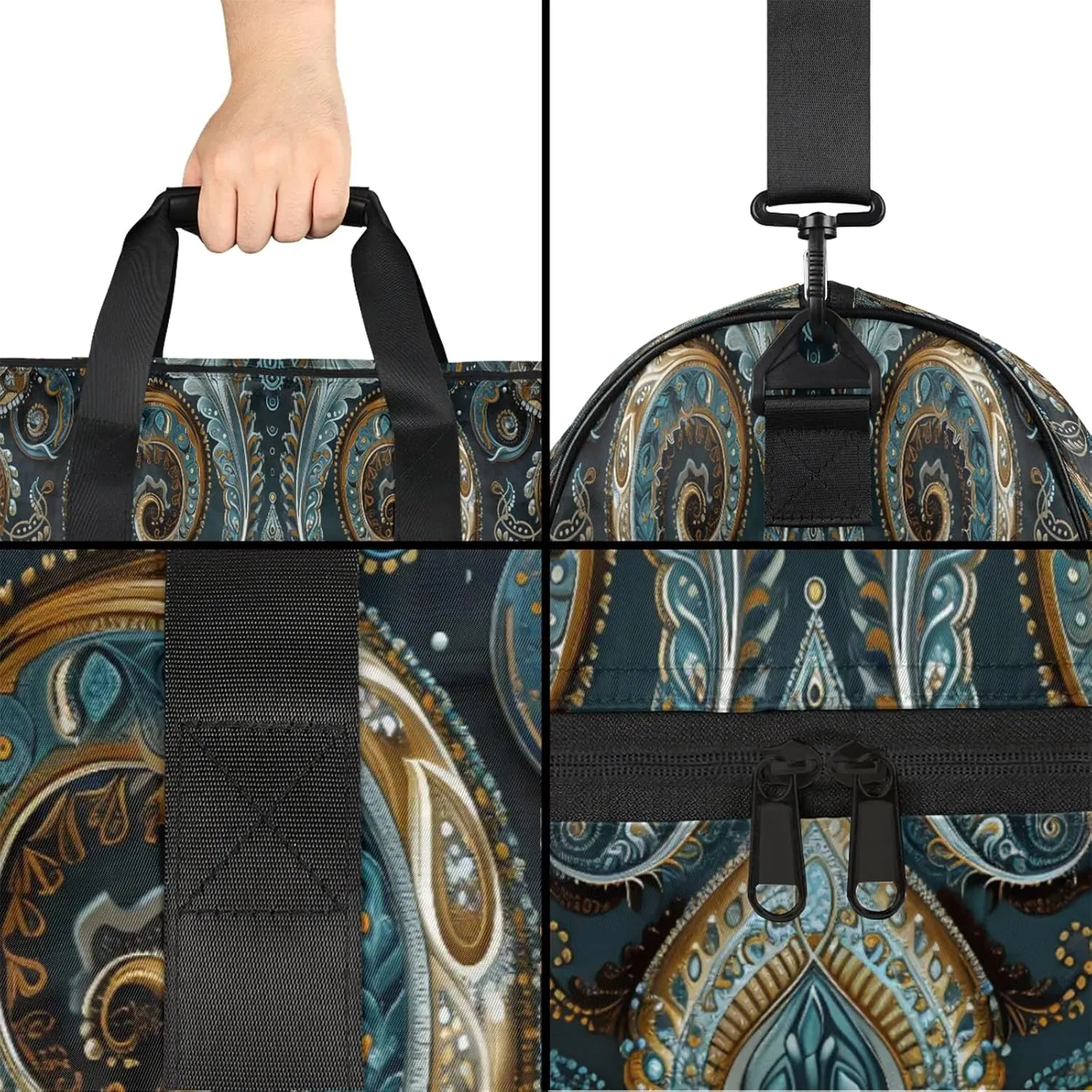 Gym Bag for Women Men Ethnic Texture Solemn Travel Duffle Bag with Shoe Compartment Waterproof Sports Tote Bags Large Overnight Weekender Bags for Travel Swimming Gym Yoga Dance