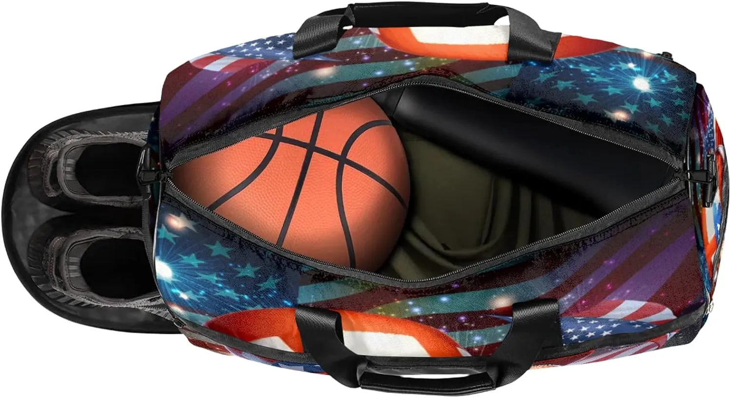 Gym Bag for Women Men Flag Cute Highland Cow Travel Duffle Bag with Shoe Compartment Waterproof Sports Tote Bags Large Overnight Weekender Bags for Travel Swimming Gym Yoga Dance
