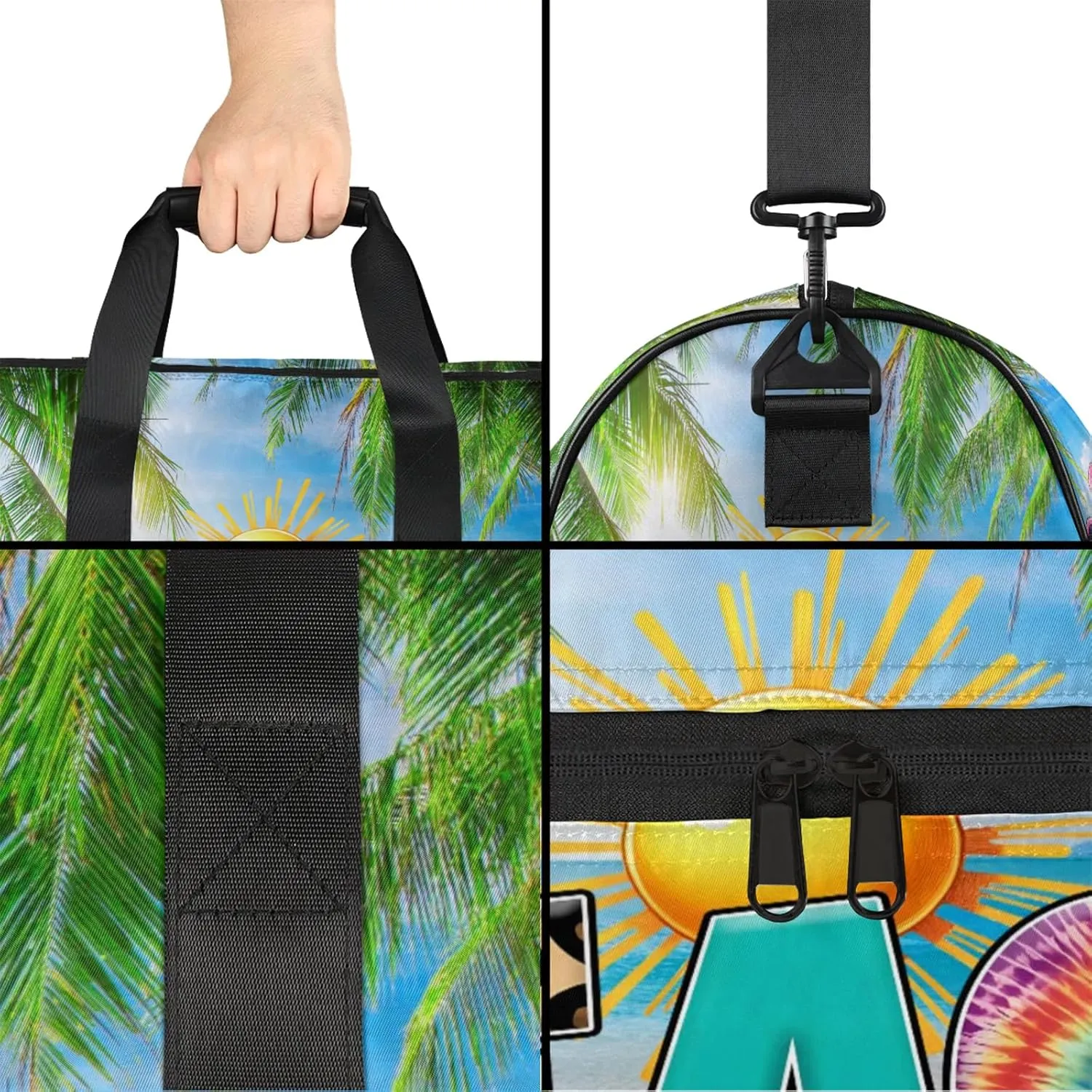 Gym Bag for Women Men Summer Palm Leaf Beach Travel Duffle Bag with Shoe Compartment Waterproof Sports Tote Bags Large Overnight Weekender Bags for Travel Swimming Gym Yoga Dance