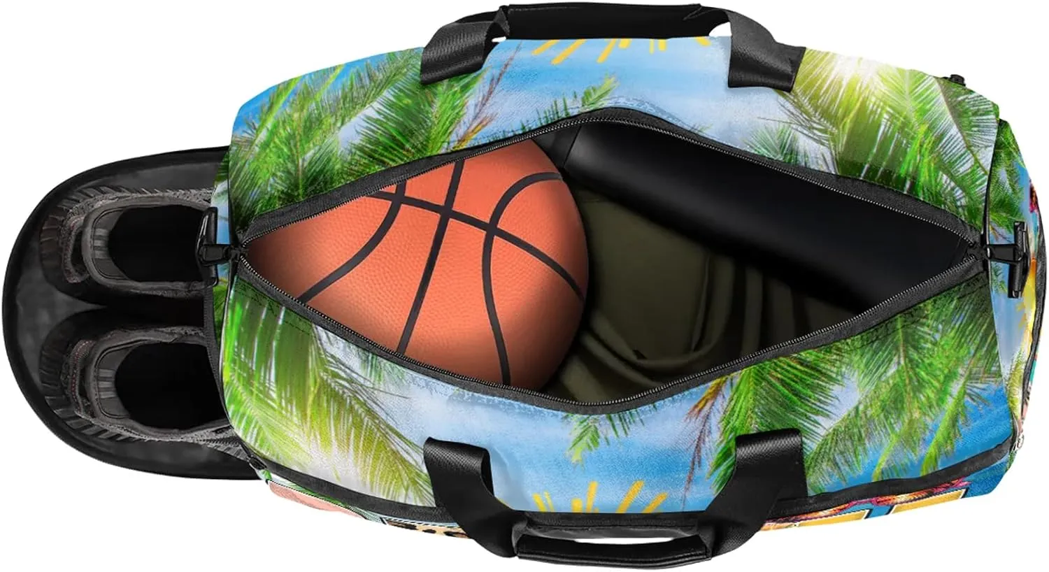Gym Bag for Women Men Summer Palm Leaf Beach Travel Duffle Bag with Shoe Compartment Waterproof Sports Tote Bags Large Overnight Weekender Bags for Travel Swimming Gym Yoga Dance