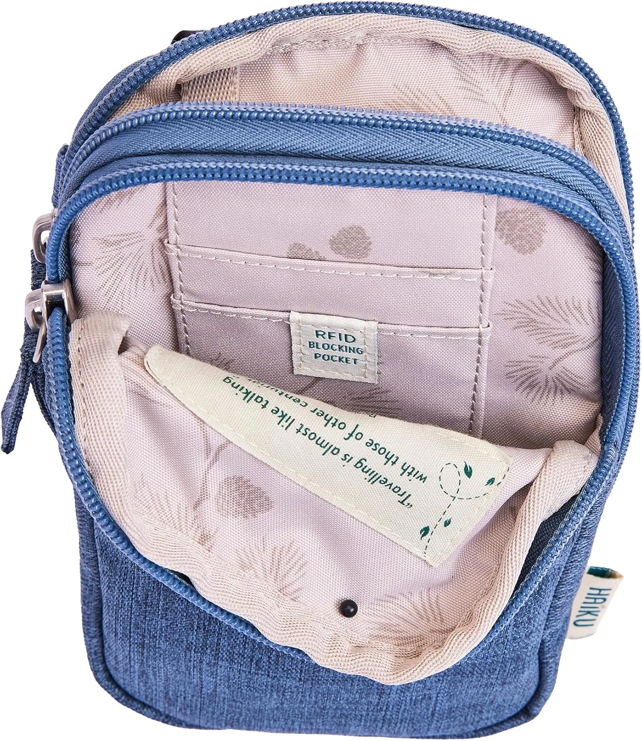 HAIKU Endeavor Pouch, Lightweight Small Crossbody bag, Zip-Around Cell Phone Travel Purse with Card Slots, Adjustable Strap