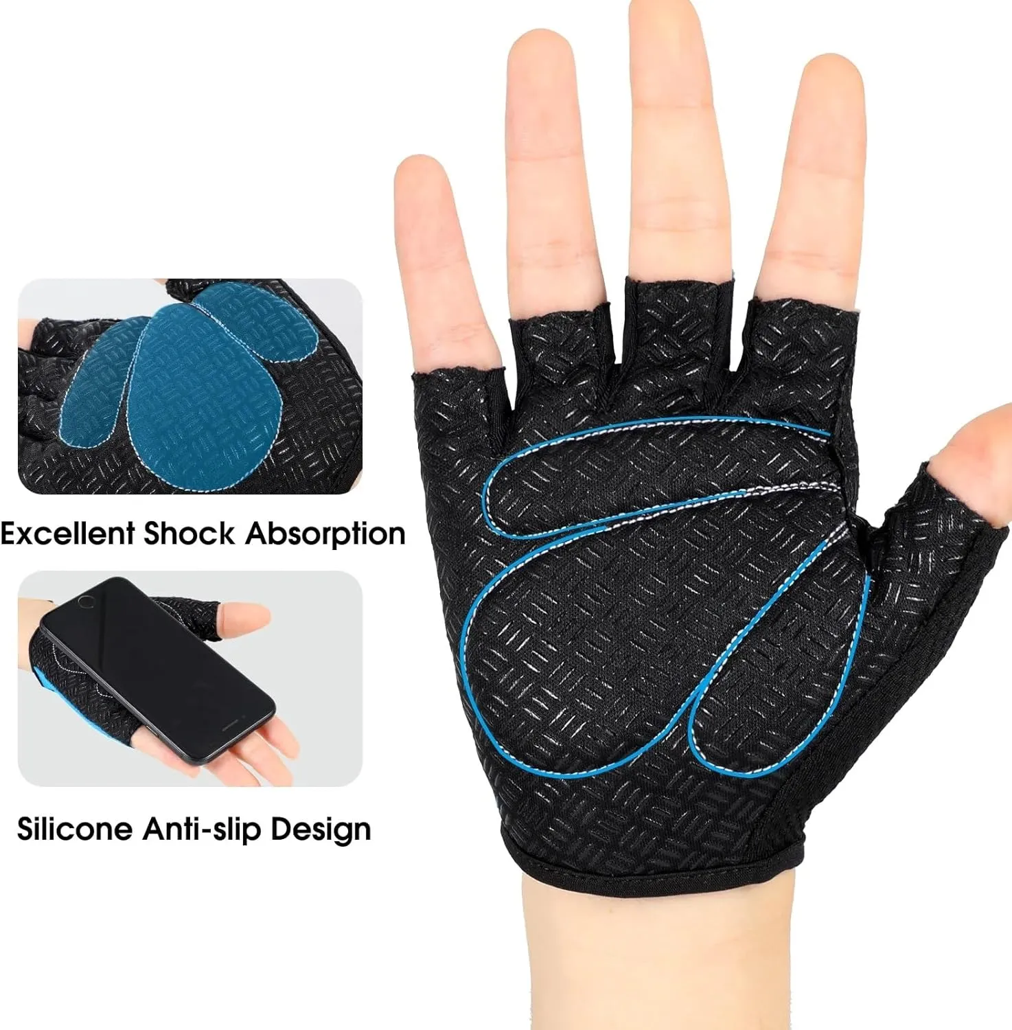 Half Finger Cycling Gloves - Anti-Slip Anti-Sweat Breathable and Anti-Shock Sports Gloves - for Men and Women