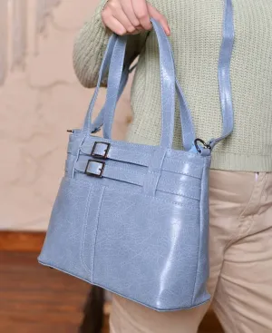 Hand Bag with Cross Hand-Baby blue
