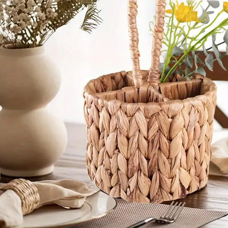 Handmade Woven Round Storage Basket Simple Hand Placement Basket for Home Decor