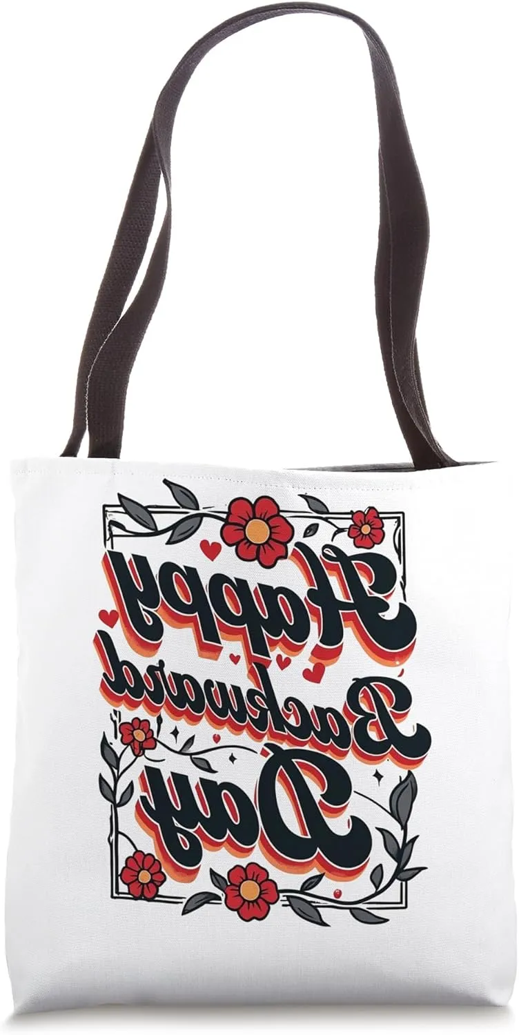 Happy National Backward Day Reverse Text Backwards Tote Bag