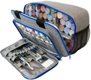 Hartem - Acrylic Paint Organizer Bag for 54 Bottles x 60 ml./2.02 fl.oz. | Craft Paint Storage Organizer with Handle Strap and Extra Pocket for Brushes and Art Supplies | Inner Aluminum Foil Liner