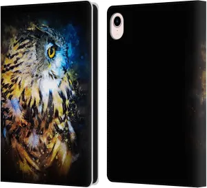 Head Case Designs Officially Licensed Riza Peker Owl Splash Animal Abstract Leather Book Wallet Case Cover Compatible with Apple iPad mini (2021/2024)