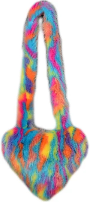Heart Fluffy Women's Large Soft Shoulder Bag Fluffy Faux Fur Fashion Y2k Girls Tote Bag