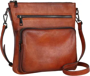 HESHE Crossbody Purses for Women Shoulder Bag Soft Leather Purse with Multi Pockets Vintage Satchel Bag Cross Body Bags