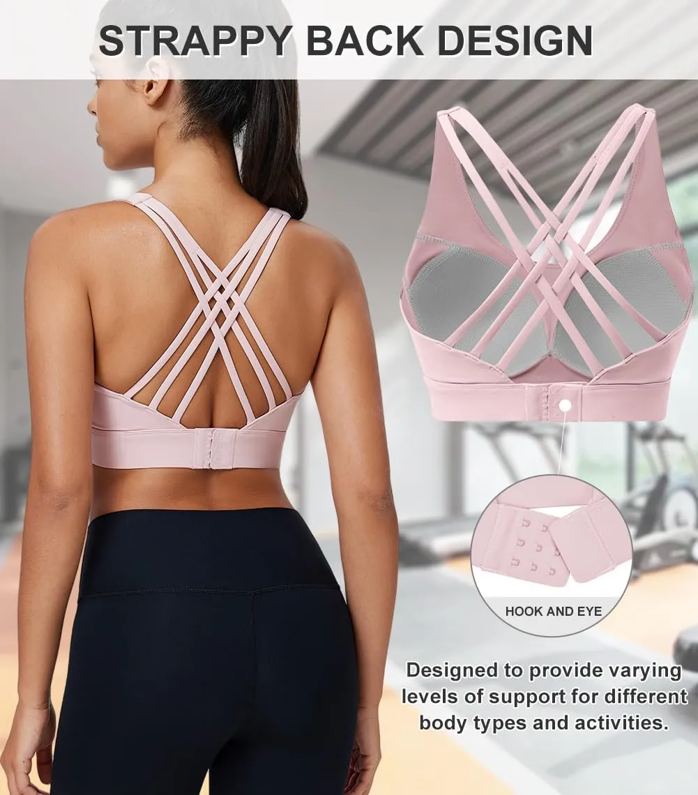 High Impact Sports Bra for Women High Support Molded Cups Strappy Women’s Sports Bra for Workout,Training and Running