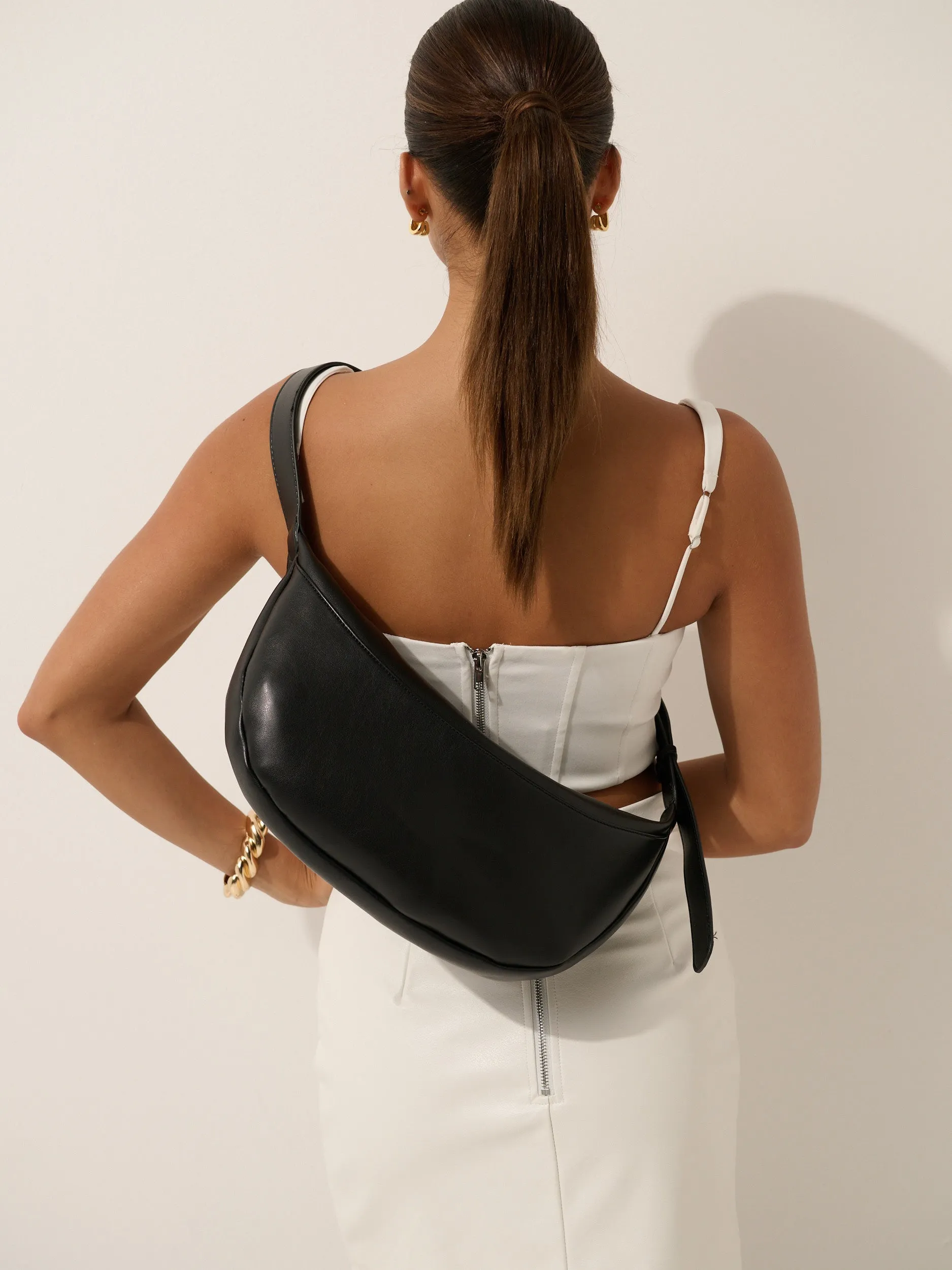 Hobo Crossbody Bag in Black