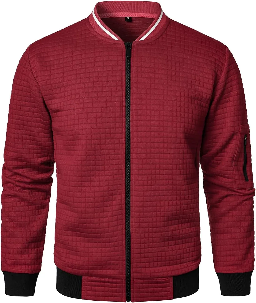 HOOD CREW Men’s Lightweight Casual Jackets Varsity Bomber Jacket Coat with Zipper