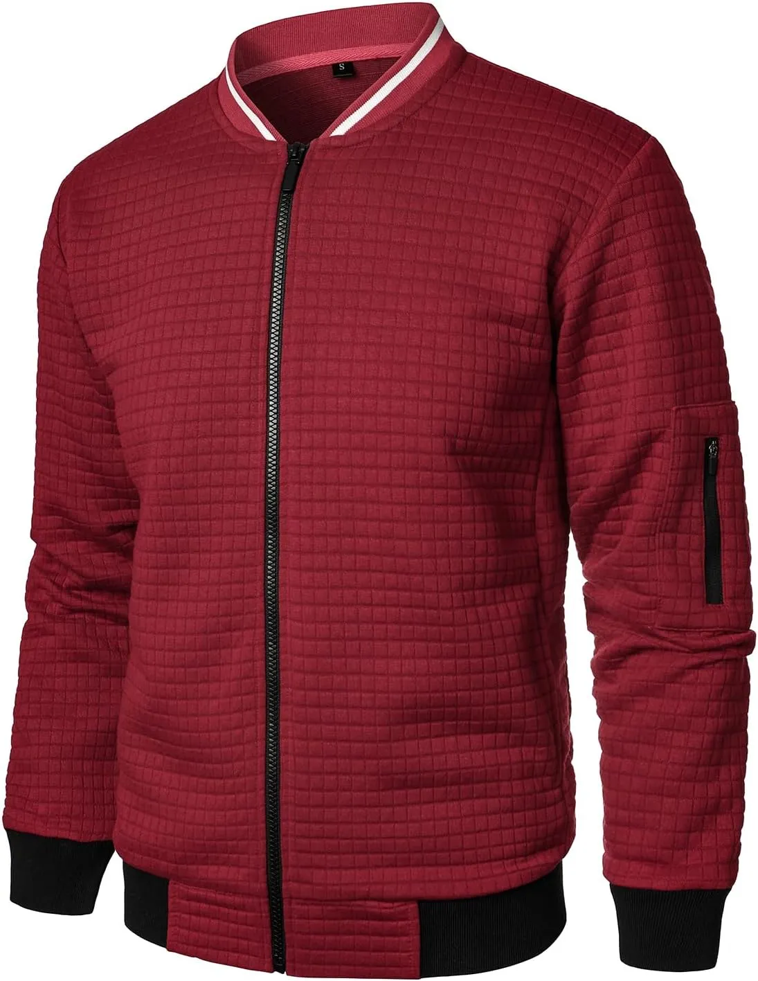 HOOD CREW Men’s Lightweight Casual Jackets Varsity Bomber Jacket Coat with Zipper