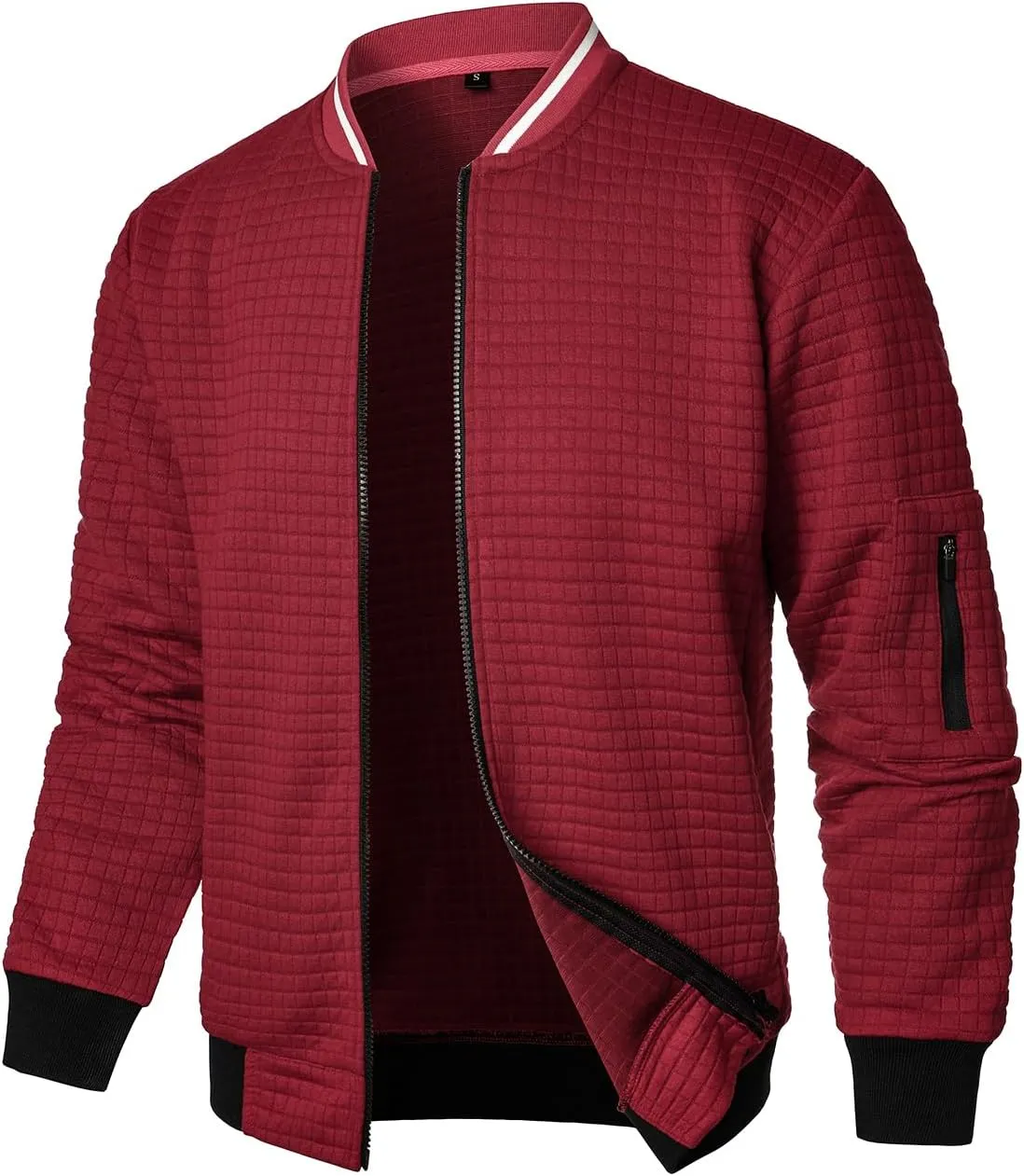 HOOD CREW Men’s Lightweight Casual Jackets Varsity Bomber Jacket Coat with Zipper