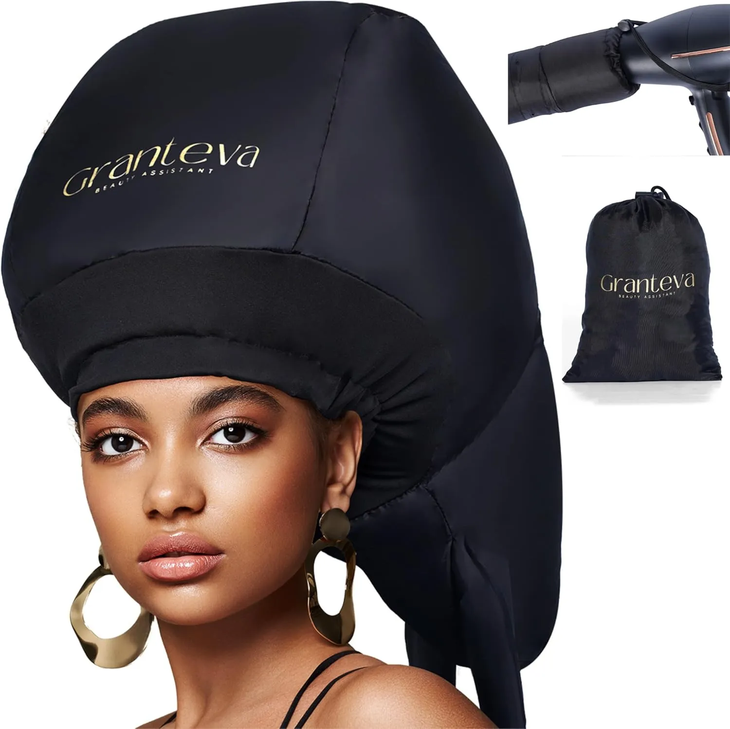 Hooded Hair Dryer with Dual Turbo Airflow & Soft Headband – Speeds Up Drying for Curly Hair, Reduces Heat on Ears & Neck – Large Hair Dryer Bonnet for Deep Conditioning at Home, Portable Use
