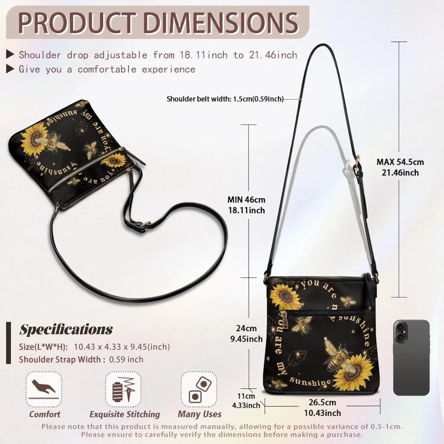 HUGS IDEA Crossbody Purse for Women,Lightweight Crossbody Bag Soft Leather Women's Shoulder Handbags
