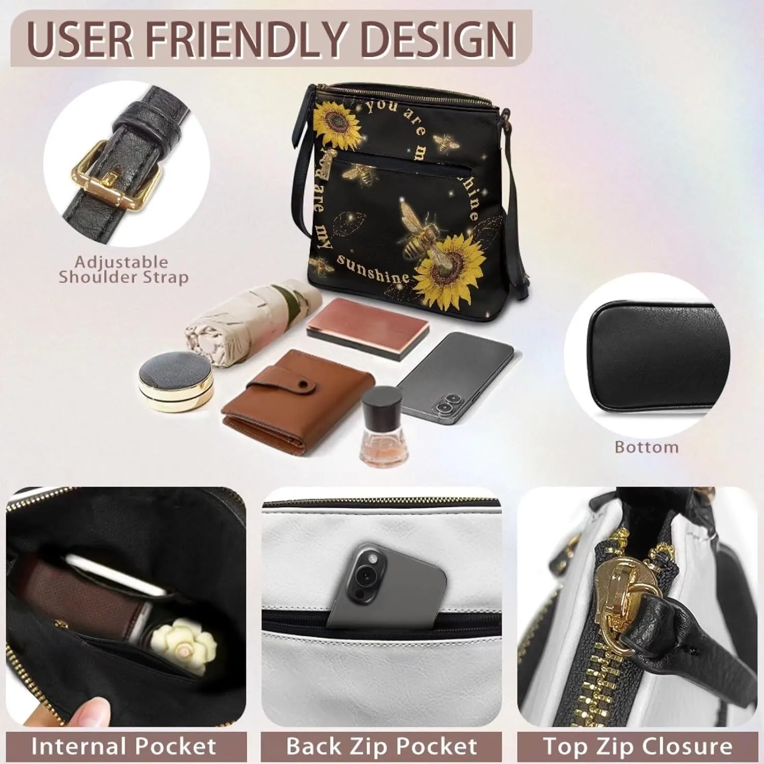 HUGS IDEA Crossbody Purse for Women,Lightweight Crossbody Bag Soft Leather Women's Shoulder Handbags