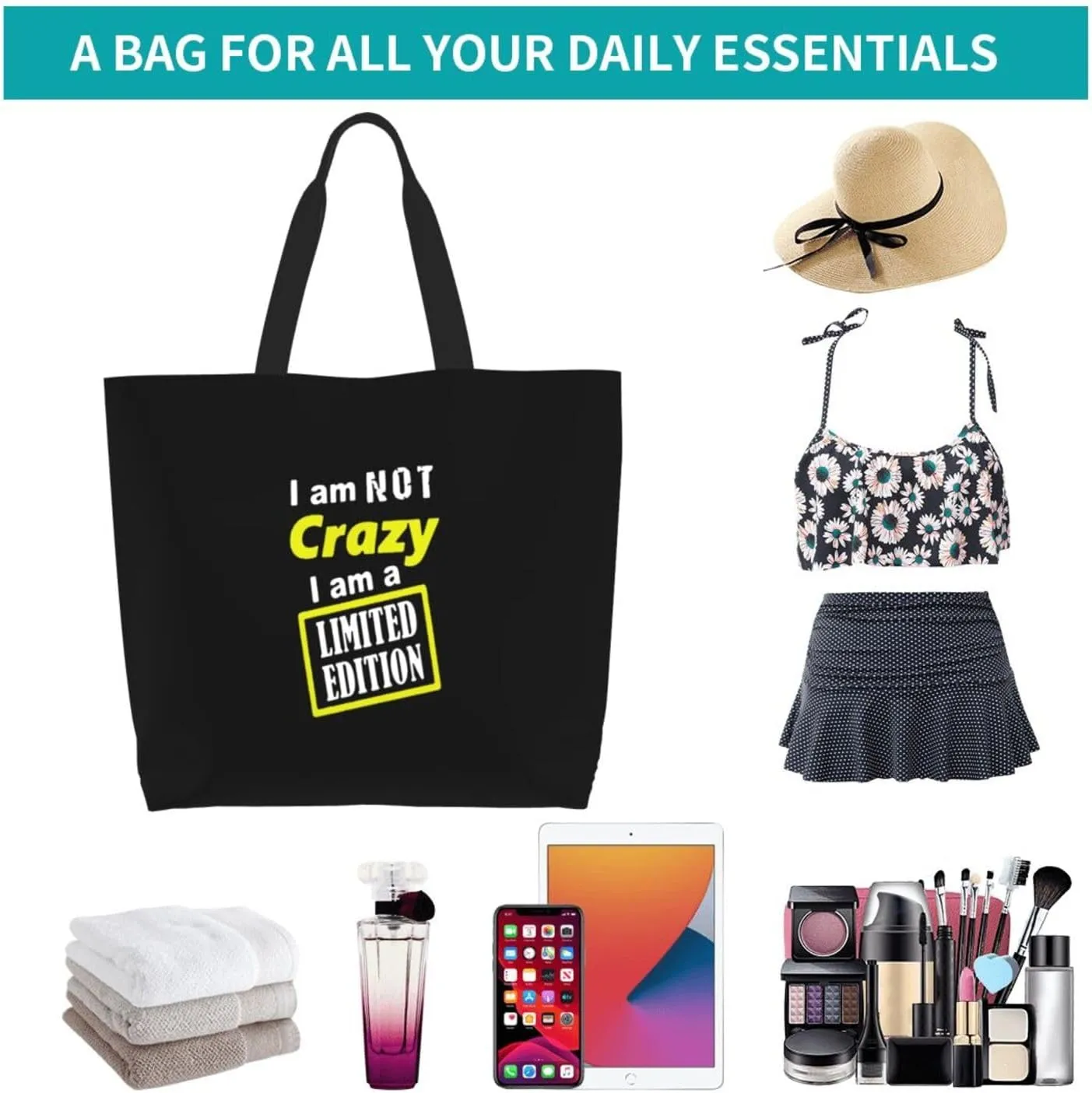 I Am A Limited Edition Women'S Lightweight Canvas Handbag Waterproof Reusable Shopping Bag