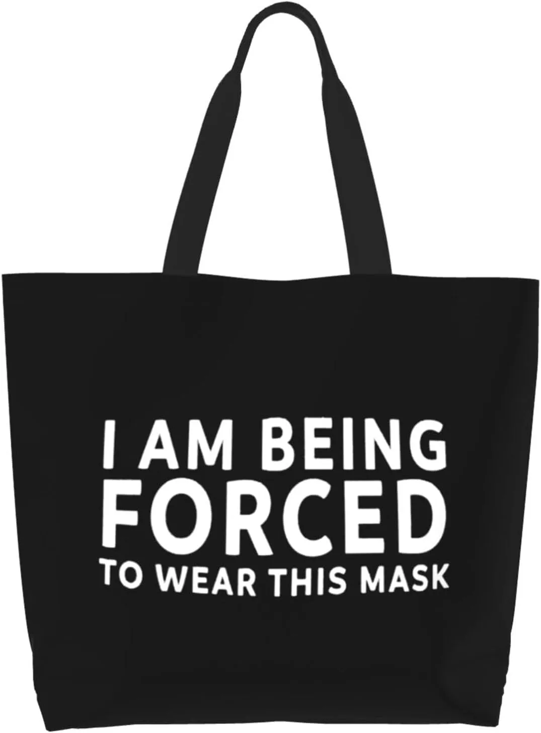I Am Being Forced to Wear This Mask Women's Lightweight Canvas Handbag Waterproof Reusable Shopping Bag