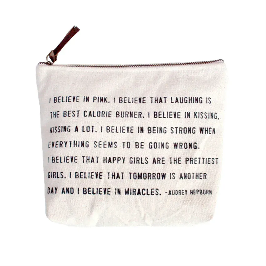 I Believe In Pink Canvas Zip Bag