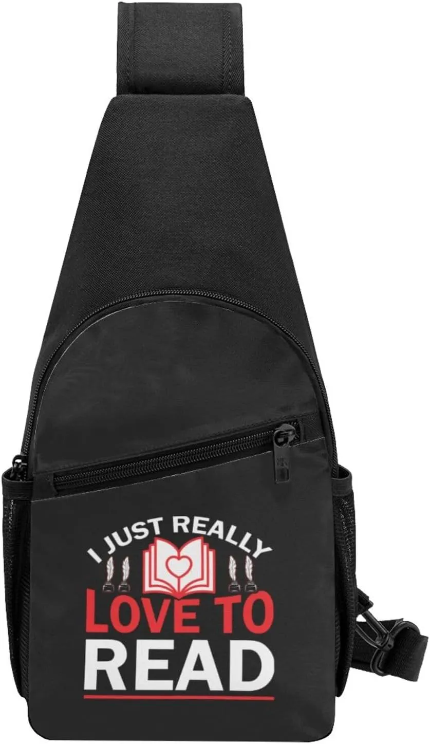 I Just Really Love To Read Unisex Chest Bag Lightweight Crossbody Shoulder Bag Travel Pocket