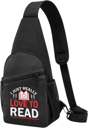 I Just Really Love To Read Unisex Chest Bag Lightweight Crossbody Shoulder Bag Travel Pocket