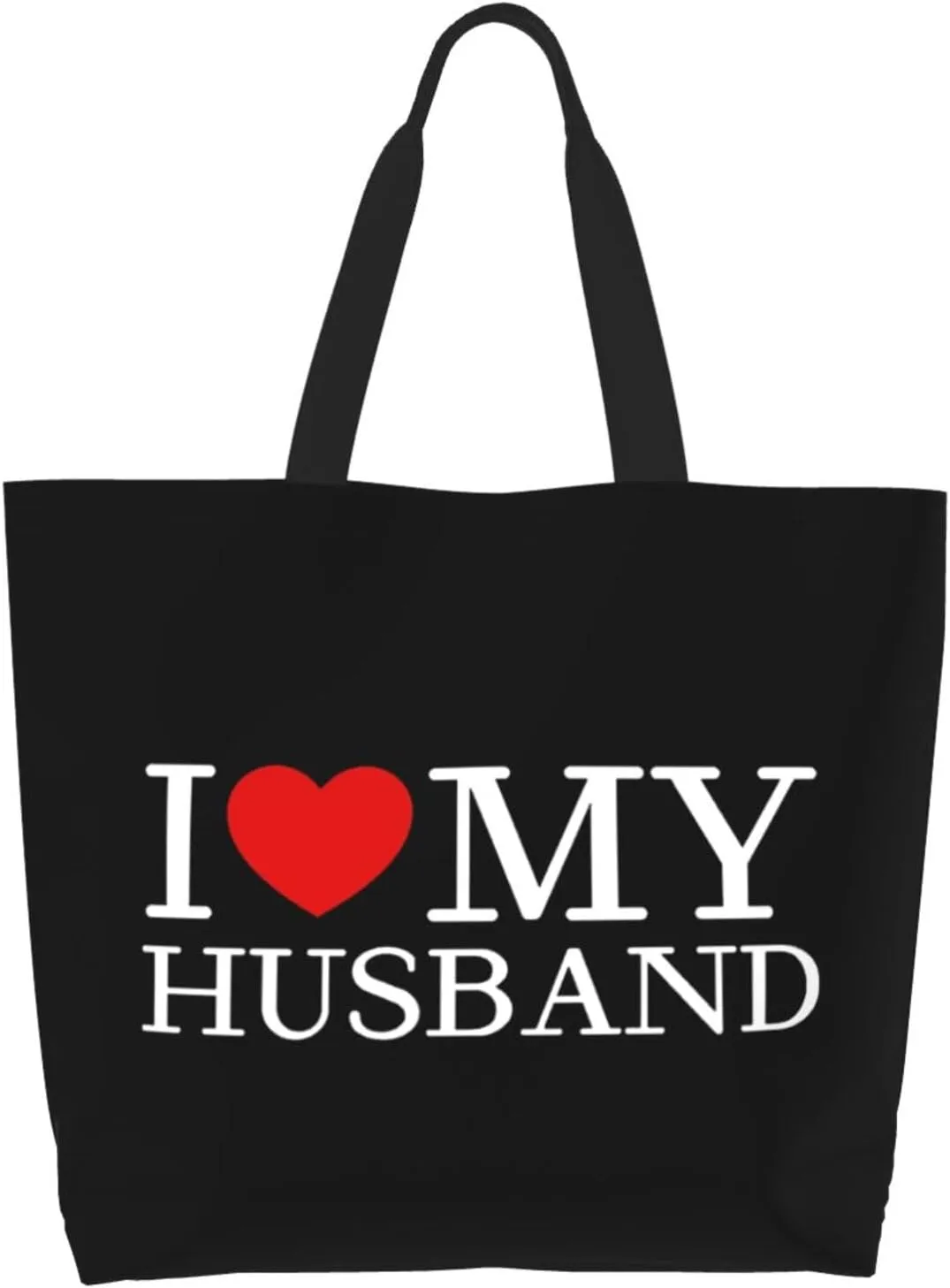 I Love My Husband Women'S Lightweight Canvas Handbag Waterproof Reusable Shopping Bag