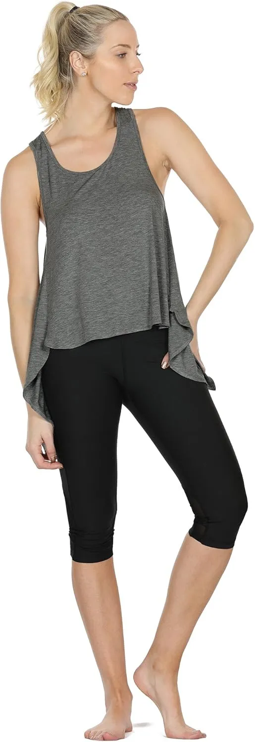 icyzone Tie Back Yoga Tops for Women, Lightweight Workout Athletic Tanks, Breathable Gym Shirts