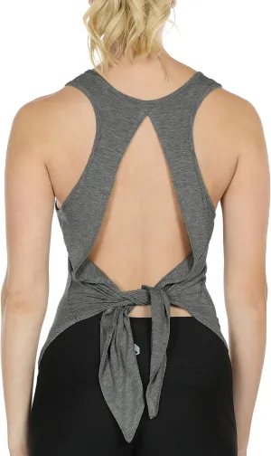 icyzone Tie Back Yoga Tops for Women, Lightweight Workout Athletic Tanks, Breathable Gym Shirts
