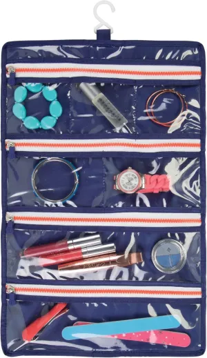 iDesign Roll-Up Jewelry Case Travel Bag, Navy/Orange