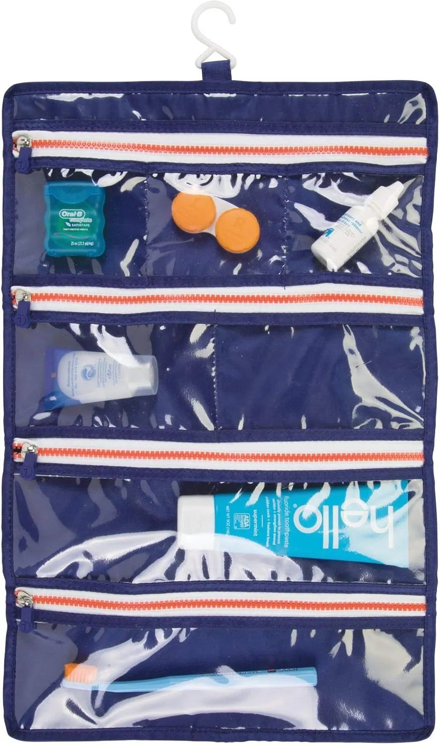 iDesign Roll-Up Jewelry Case Travel Bag, Navy/Orange