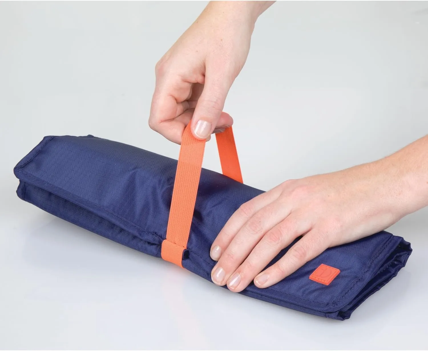 iDesign Roll-Up Jewelry Case Travel Bag, Navy/Orange