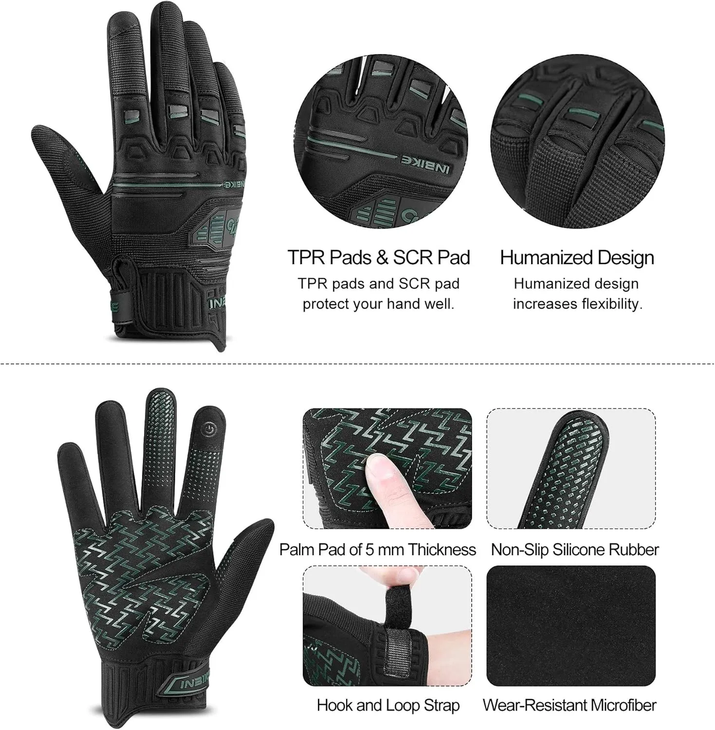 INBIKE Cycling Gloves Bike Glove Anti Slip Shock Absorbing Adjustable Breathable Padded MTB Racing Sports Gloves…