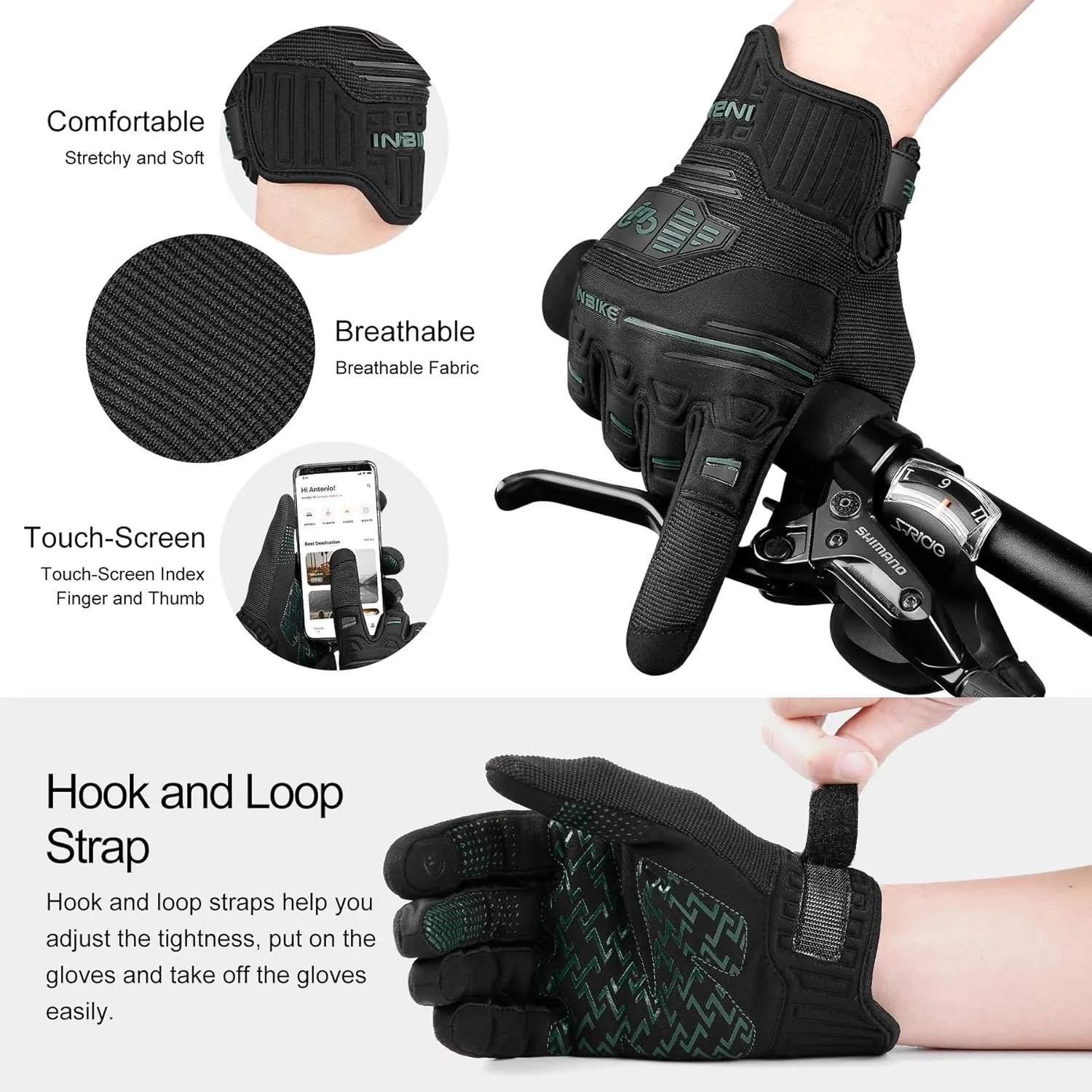 INBIKE Cycling Gloves Bike Glove Anti Slip Shock Absorbing Adjustable Breathable Padded MTB Racing Sports Gloves…