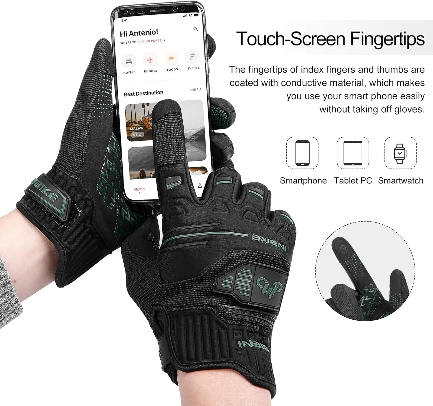 INBIKE Cycling Gloves Bike Glove Anti Slip Shock Absorbing Adjustable Breathable Padded MTB Racing Sports Gloves…