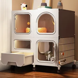 Indoor Cat Crate, Cat Enclosure, Cat Cage, Removable Cat Litter Tray with Litter Tray, Portable, Easy to Assemble for 1-2 Cats, Ferret, Chinchilla, Rabbit,